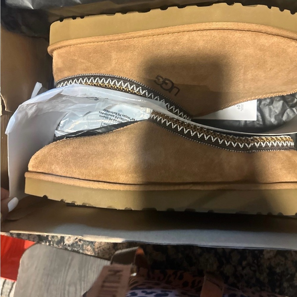 UGG Chestnut Brown Shearling-Lined Moccasin Slippers